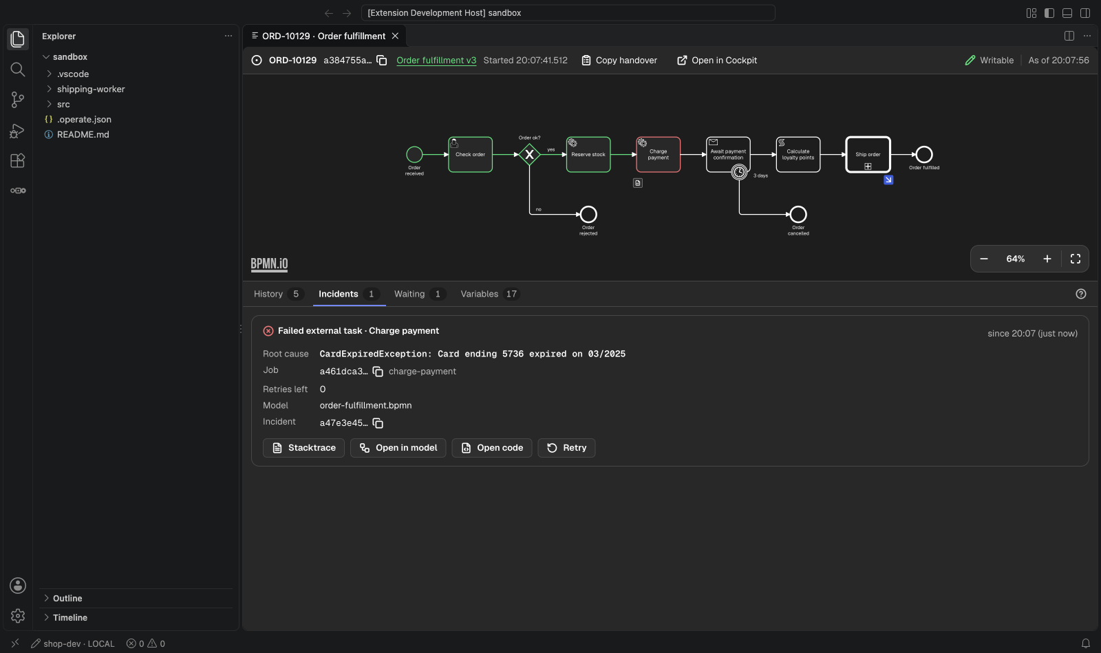 The local model and the code that implements an element